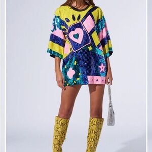 AKIRA Multicolor Sequin Midi Dress